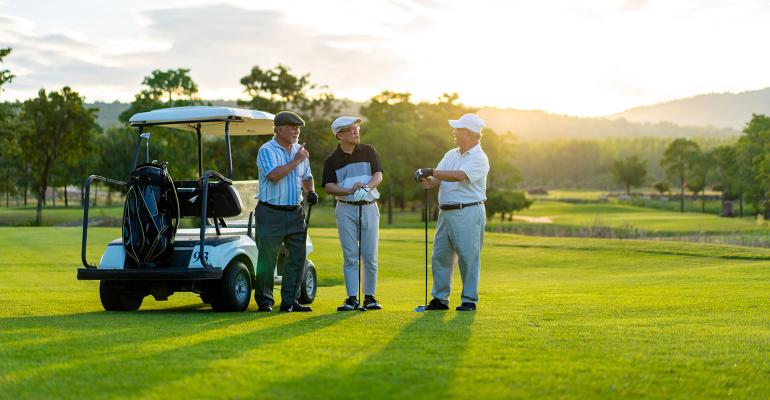 baby boomer men golfing