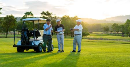 baby boomer men golfing